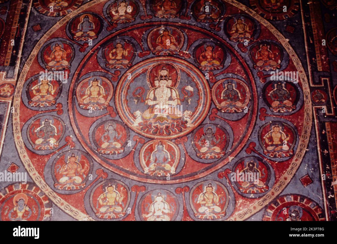 India: Alchi, Dukhang, 11th century, Details of Central Figure, Manjusri Stock Photo