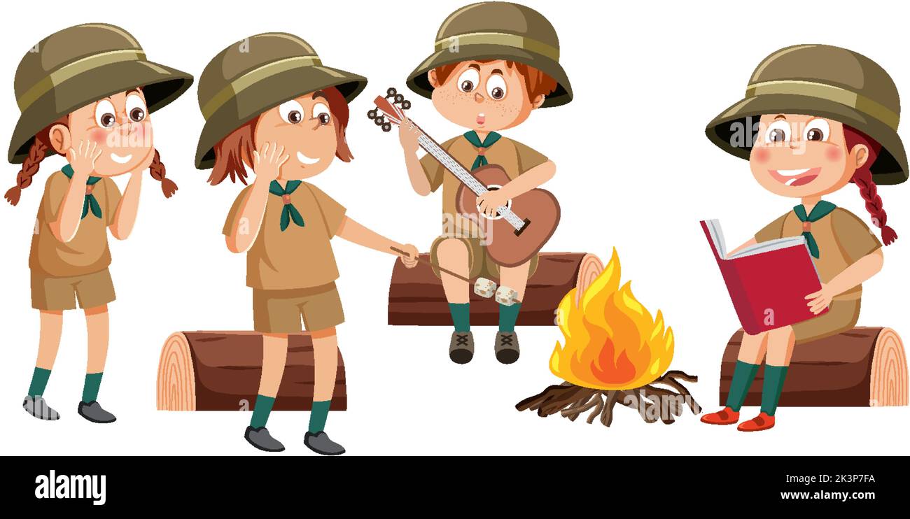 Children in camping outfit illustration Stock Vector Image & Art - Alamy