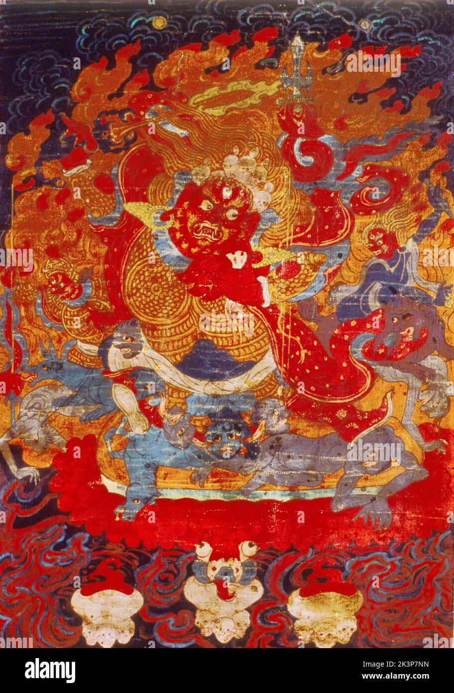 Thangka, Tibetan Buddhist painting, Form of Acala Folk tradition, 18th or 19th century Stock Photo