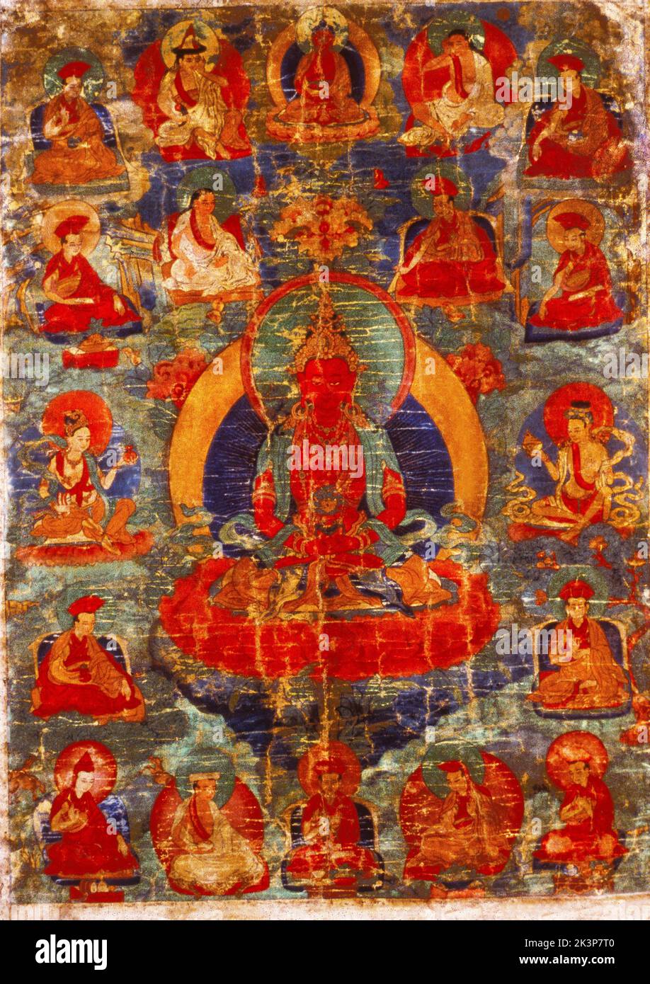 Thangka, Tibetan Buddhist painting, Amitayus Western mkhyen-'brisser-ma Stock Photo