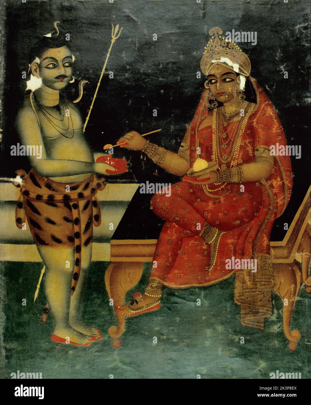 India Bengal, 19th century, Shiva given food by Rani Rasmani Stock