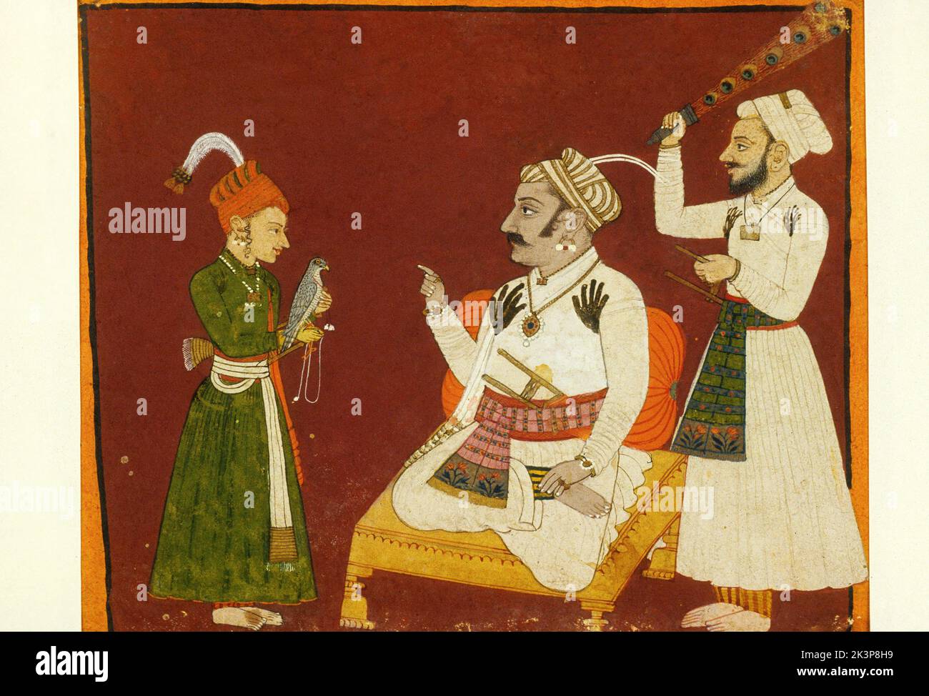 India: Bilaspur, Circa 1725, King with attendants Stock Photo