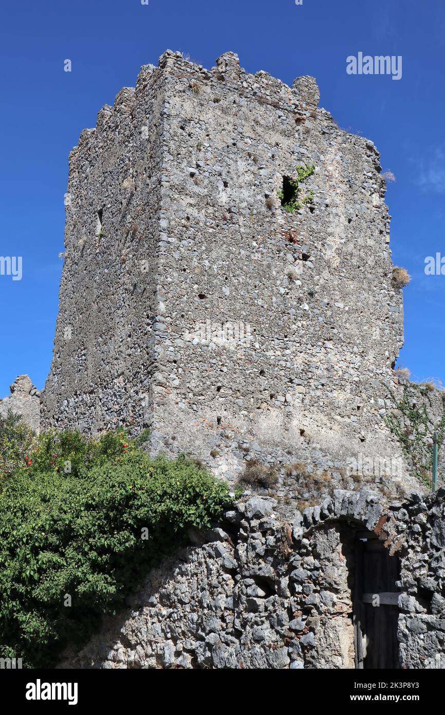 Camerota - Torre Normanna che domina il borgo Stock Photo