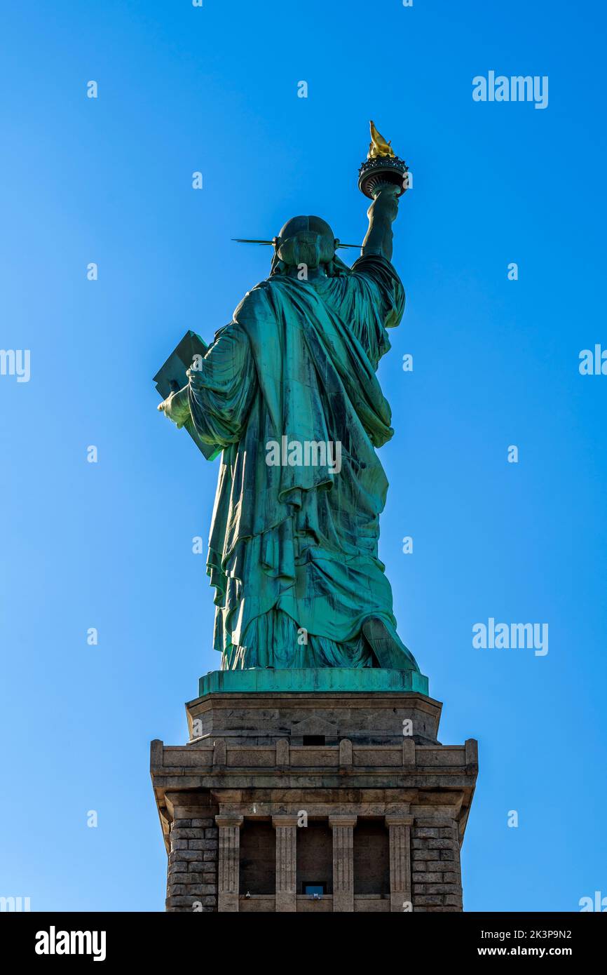 Rear side of Statue of Liberty, Liberty Island, New York, USA Stock Photo