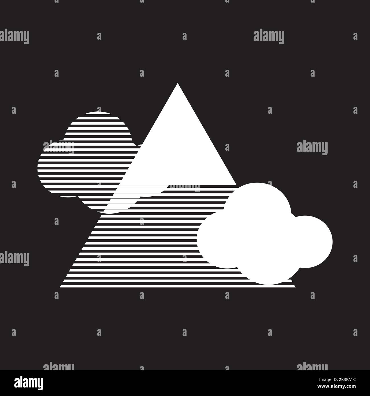 Illustration of clouds and mountains. Symbols, signs, design elements and graphic resources Stock Vector