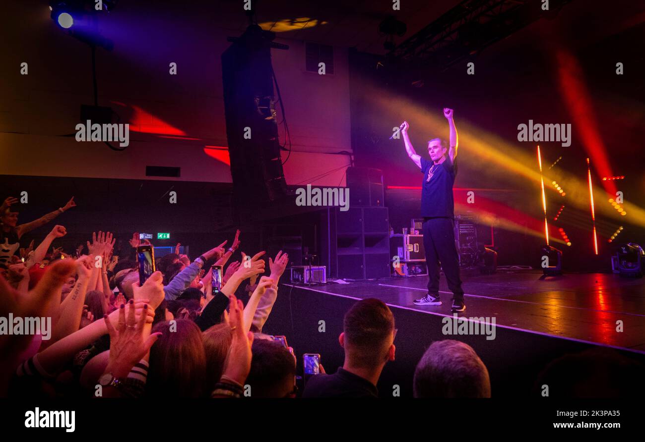 O2 Academy Edinburgh, UK. 27th Sep, 2022. Ian Brown, frontman with the Stone Rose performs a solo set at the O2 Academy in Edinburgh. The  Edinburgh crowd cheered and chanted his name during and at the end of the set as he played for around 90 mins. Picture Credit: phil wilkinson/Alamy Live News Stock Photo