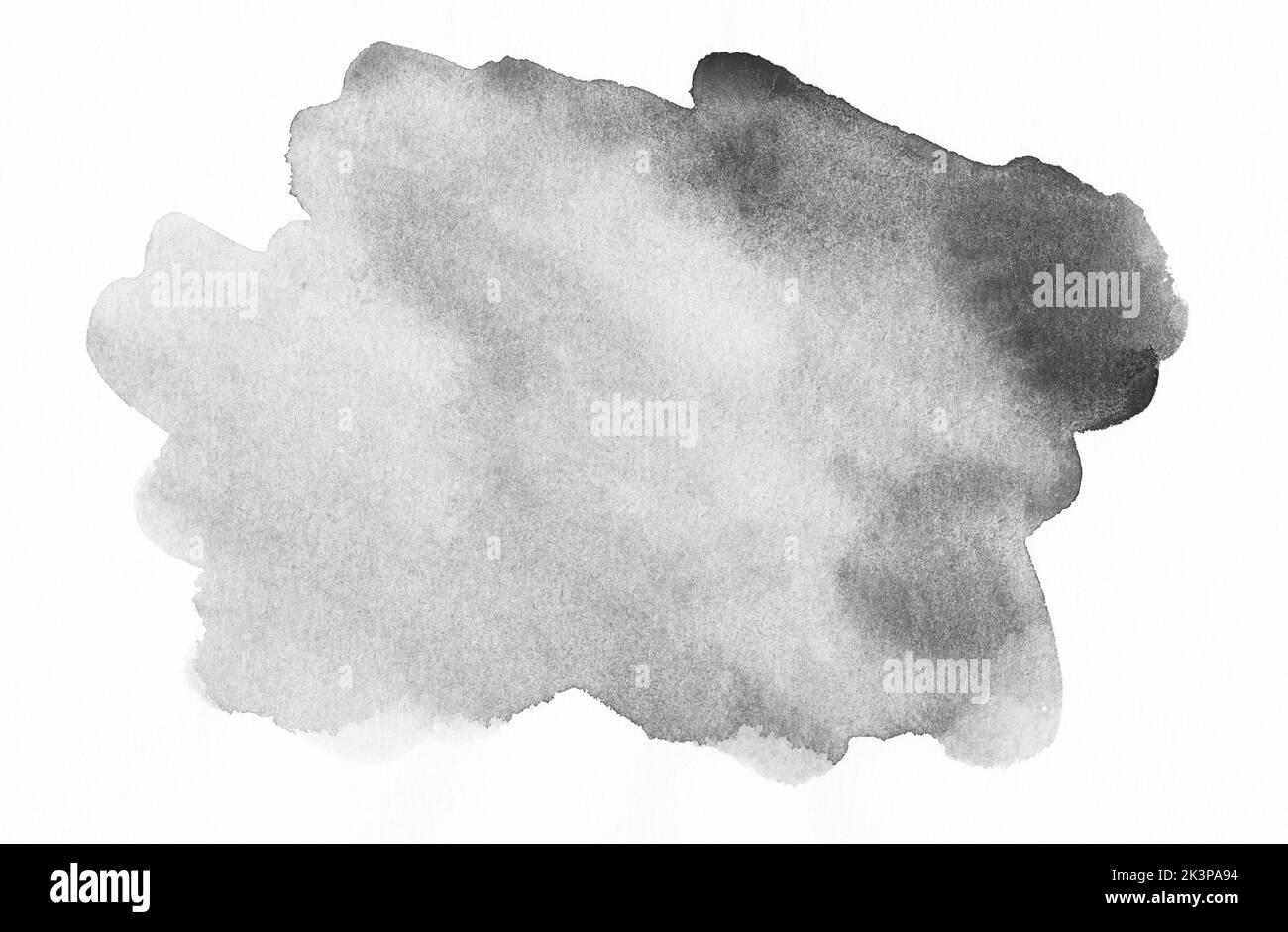Watercolor gray spot on white background with space for text. Stock Photo