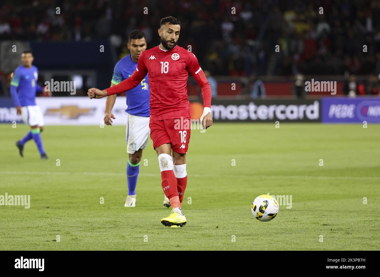 Paris, France - September 27, 2022, Ghailene Chaalali of Tunisia during the International friendly game, football match between Brazil and Tunisia on September 27, 2022 at Parc des Princes stadium in Paris, France - Photo: Jean Catuffe/DPPI/LiveMedia Stock Photo