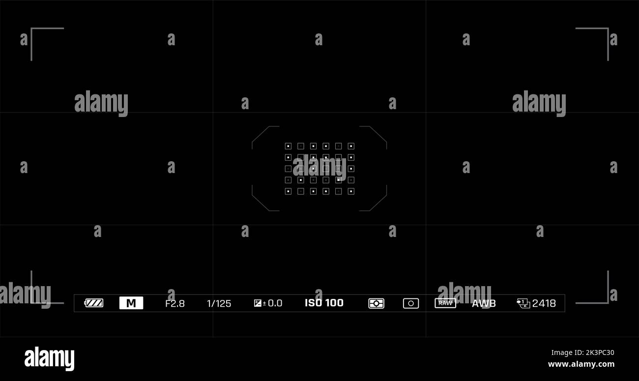 Camera user interface in the viewfinder and live view overlay frame template. Photo, video ui