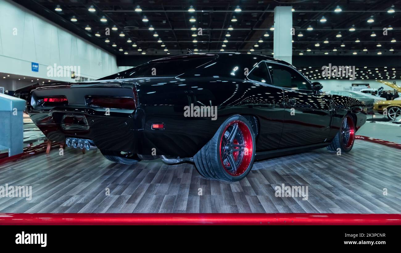 DETROIT, MI/USA - March 1, 2019: A 1968 Dodge Charger R/T restoration, on display at the Detroit Autorama. Stock Photo