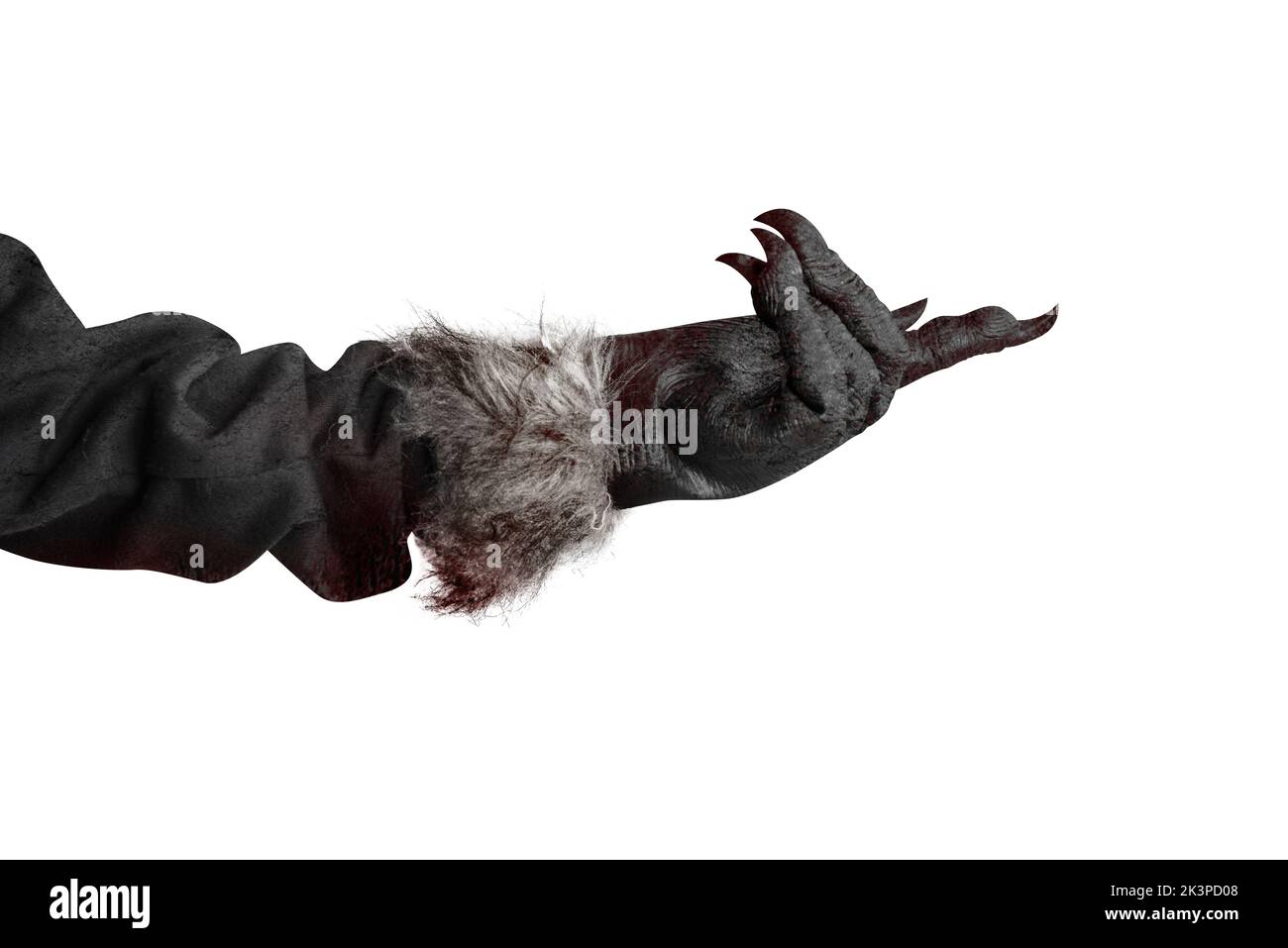 Werewolf hand isolated over white background Stock Photo