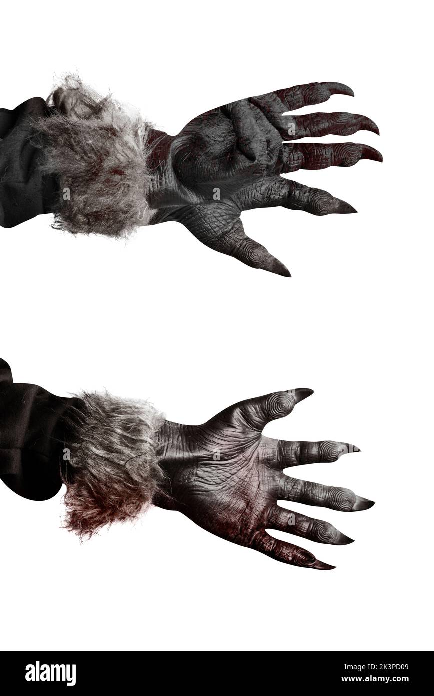 Werewolf hand isolated over white background Stock Photo