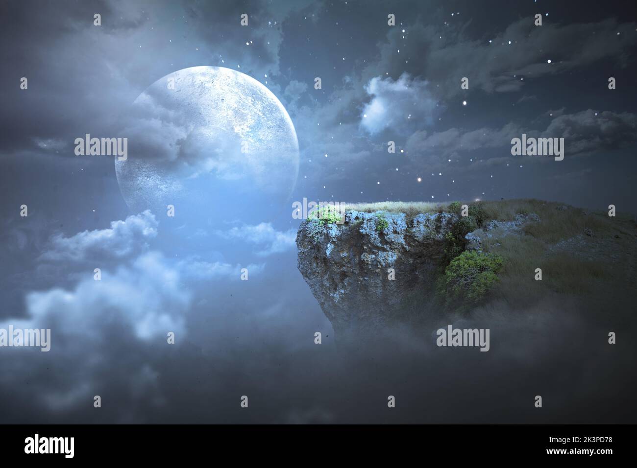 The full moon on the night Stock Photo