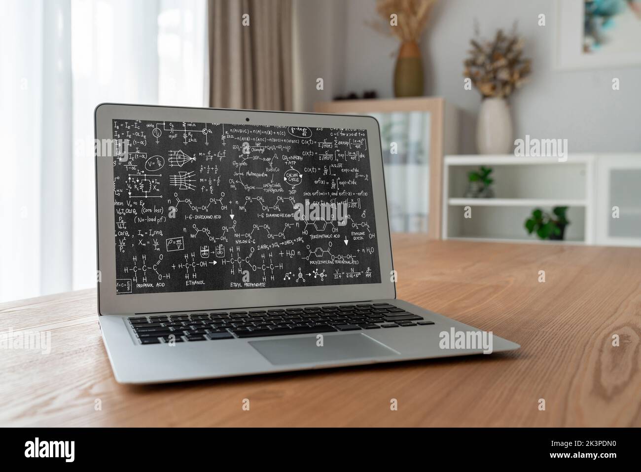 Mathematic equations and modish formula on computer screen showing ...