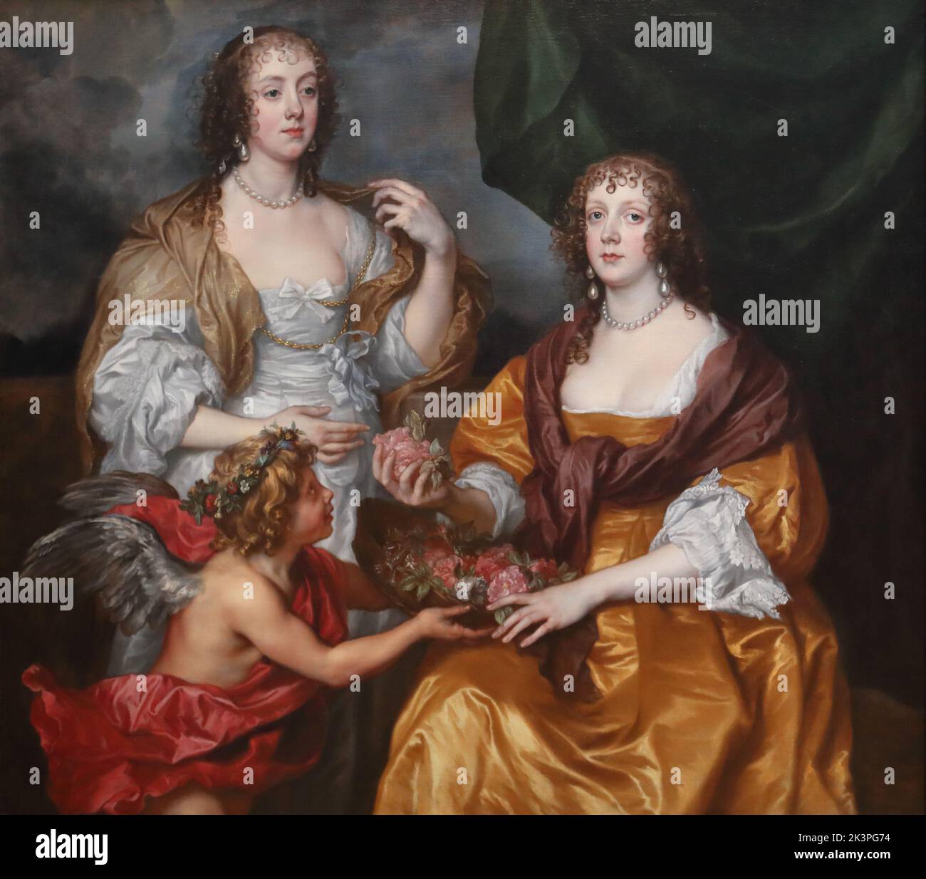 Lady Elizabeth Thimbelby and her Sister by Anthony van Dyck at the National Gallery, London, UK Stock Photo