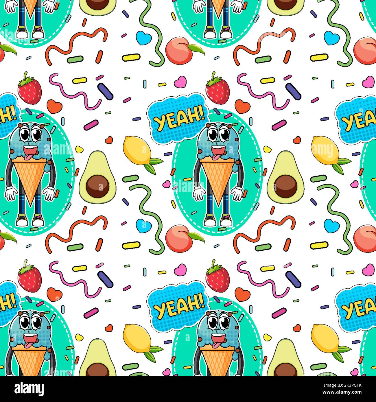 Sweet ice cream seamless pattern illustration Stock Vector Image & Art ...
