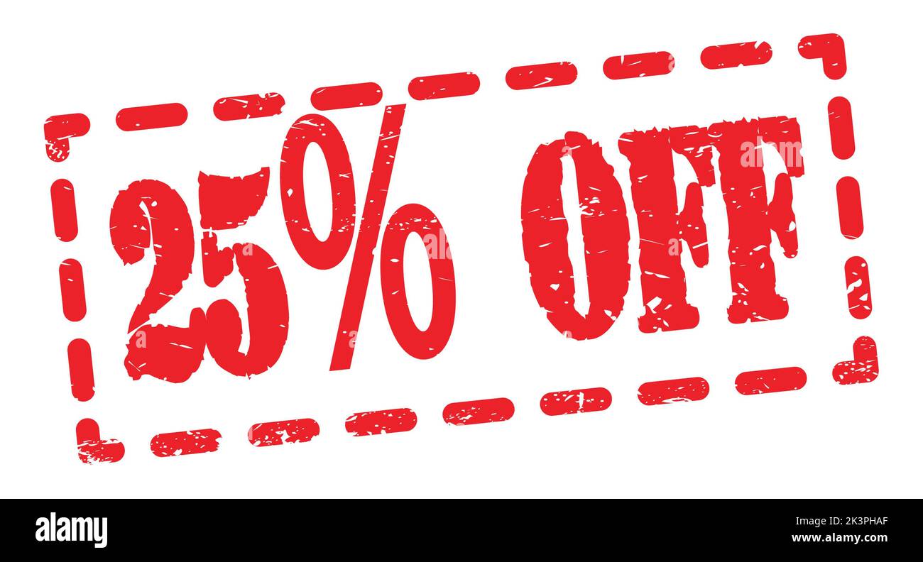 25% OFF text written on red dash stamp sign Stock Photo - Alamy