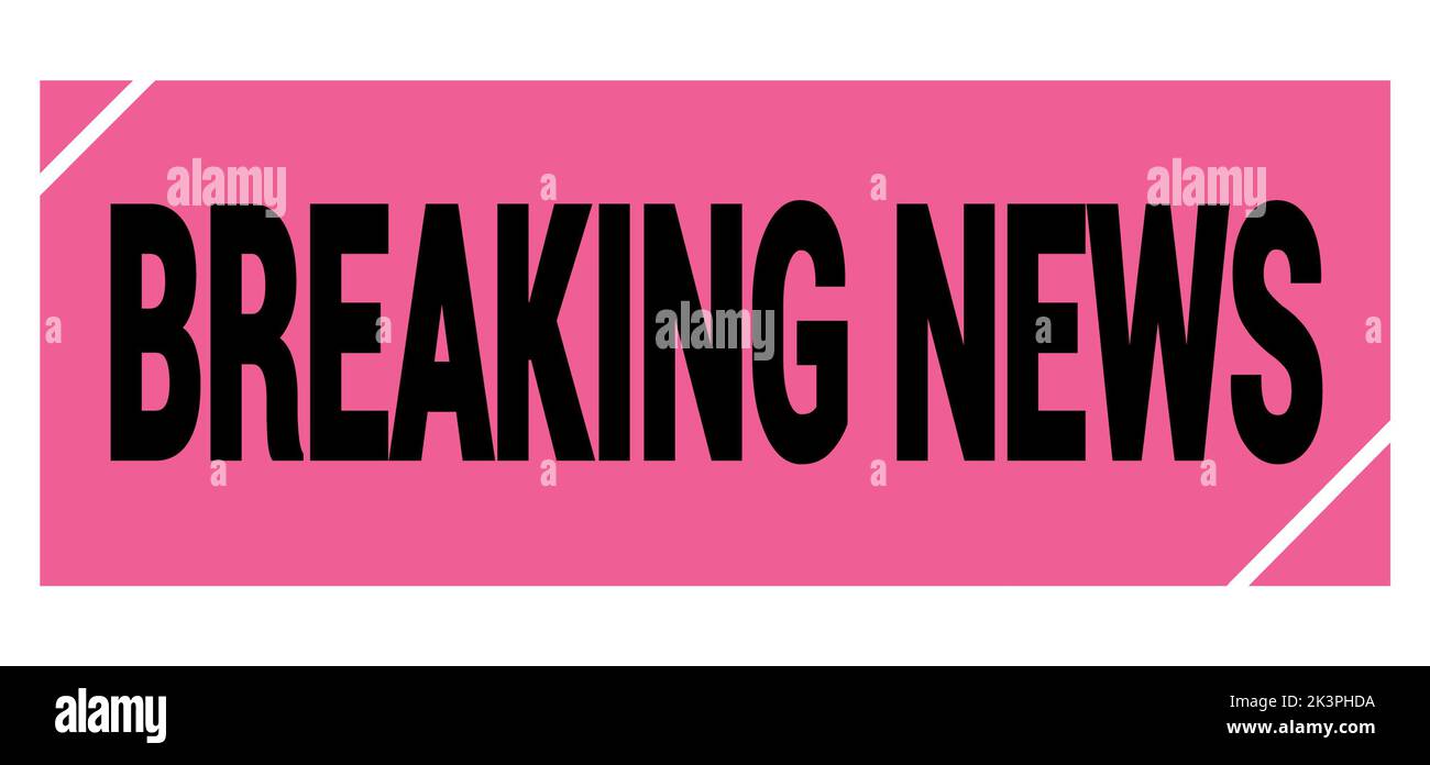 BREAKING NEWS text written on pink-black grungy stamp sign. Stock Photo