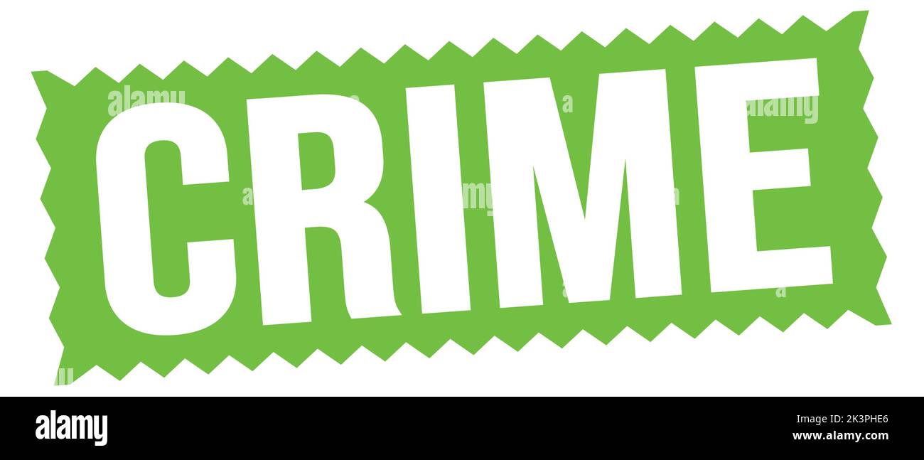 CRIME text written on green zig-zag stamp sign. Stock Photo