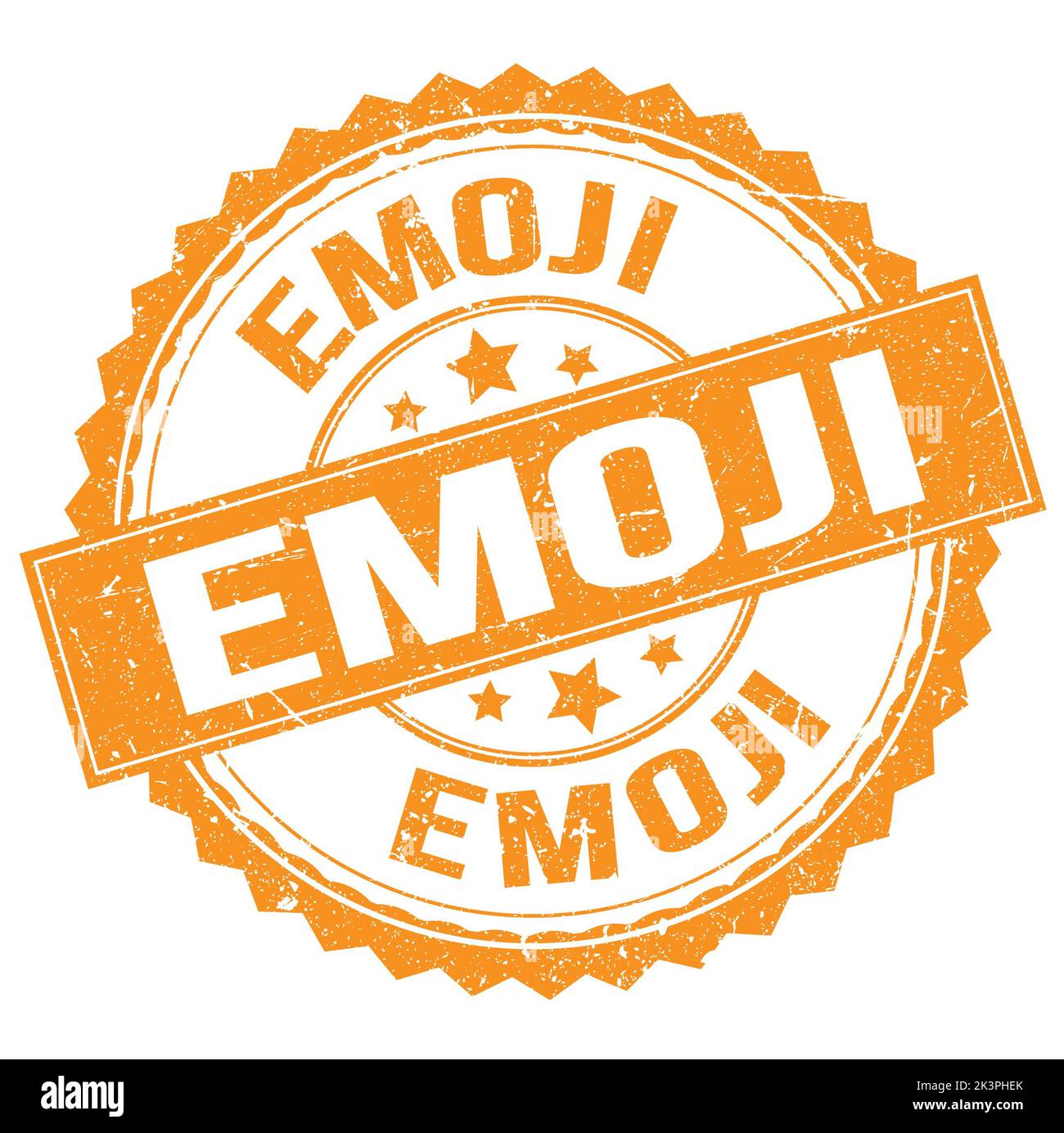EMOJI text written on orange round stamp sign Stock Photo