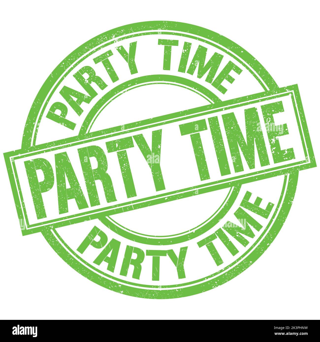 PARTY TIME text written word on green round stamp sign Stock Photo