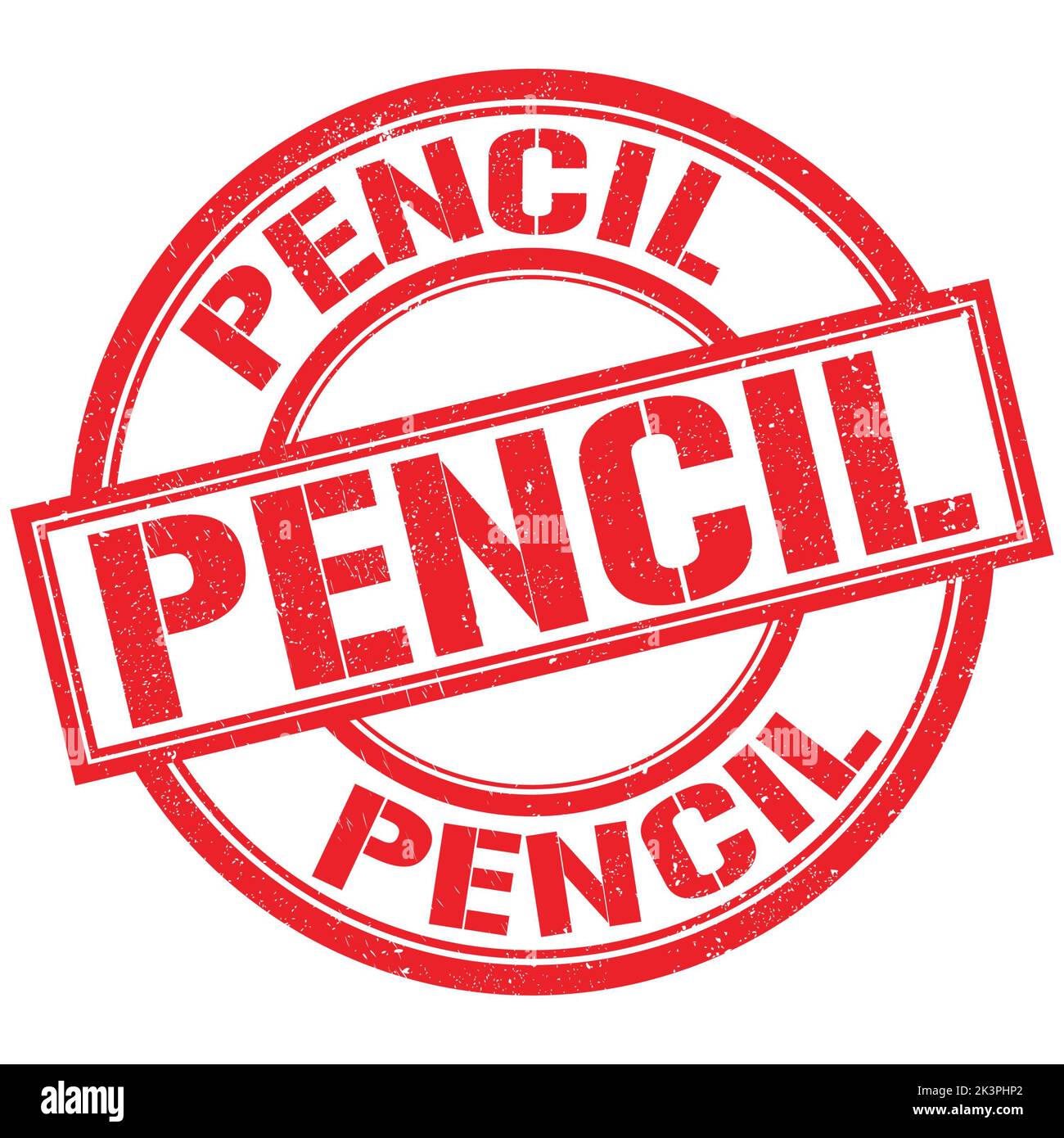 PENCIL text written on red round stamp sign Stock Photo