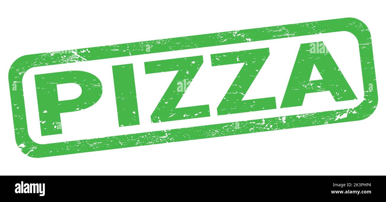 PIZZA text written on green rectangle stamp sign. Stock Photo