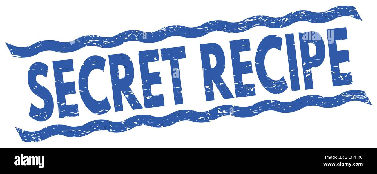 Secret Recipe Signing SECRET RECIPE text written on blue lines stamp sign Stock Photo - Alamy