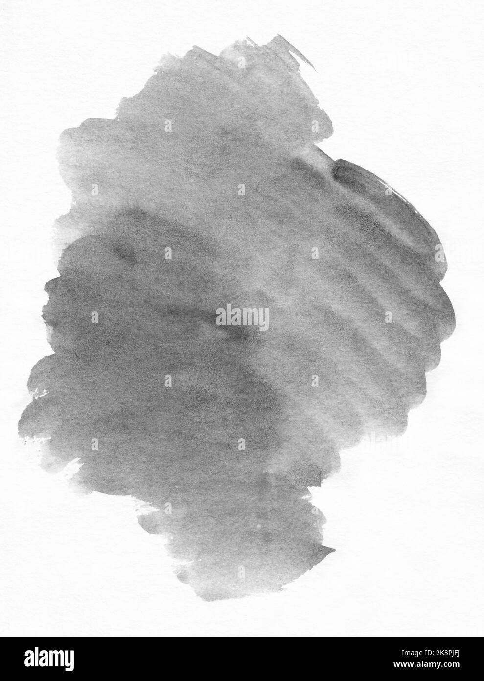 Watercolor gray spot on white background texture. Grey stains on paper overlay. Stock Photo
