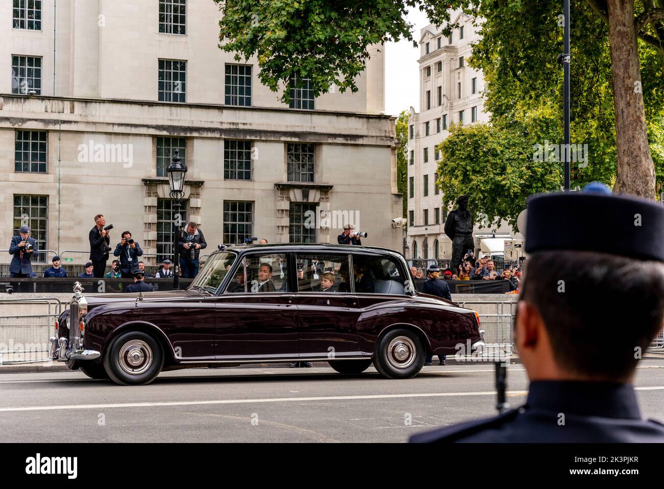 The Royal Car With The Princess of Wales, The Queen Consort and Prince George Take Part In The Queen Elizabeth II Funeral Procession, London, UK. Stock Photo
