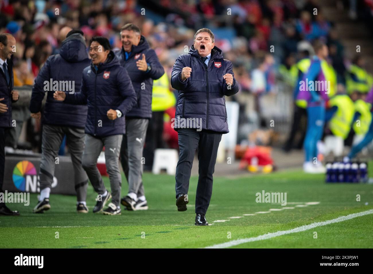 Oslo, Norway. 27th Sep, 2022. Head coach Dragan Stojkovic of Serbia seen during the UEFA Nations League match between Norway and Serbia at Ullevaal Stadion in Oslo. (Photo Credit: Gonzales Photo/Alamy Live News Stock Photo