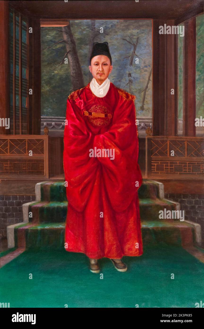 King of Korea, portrait painting in oil on canvas by Antonio Zeno Shindler, circa 1893 Stock Photo