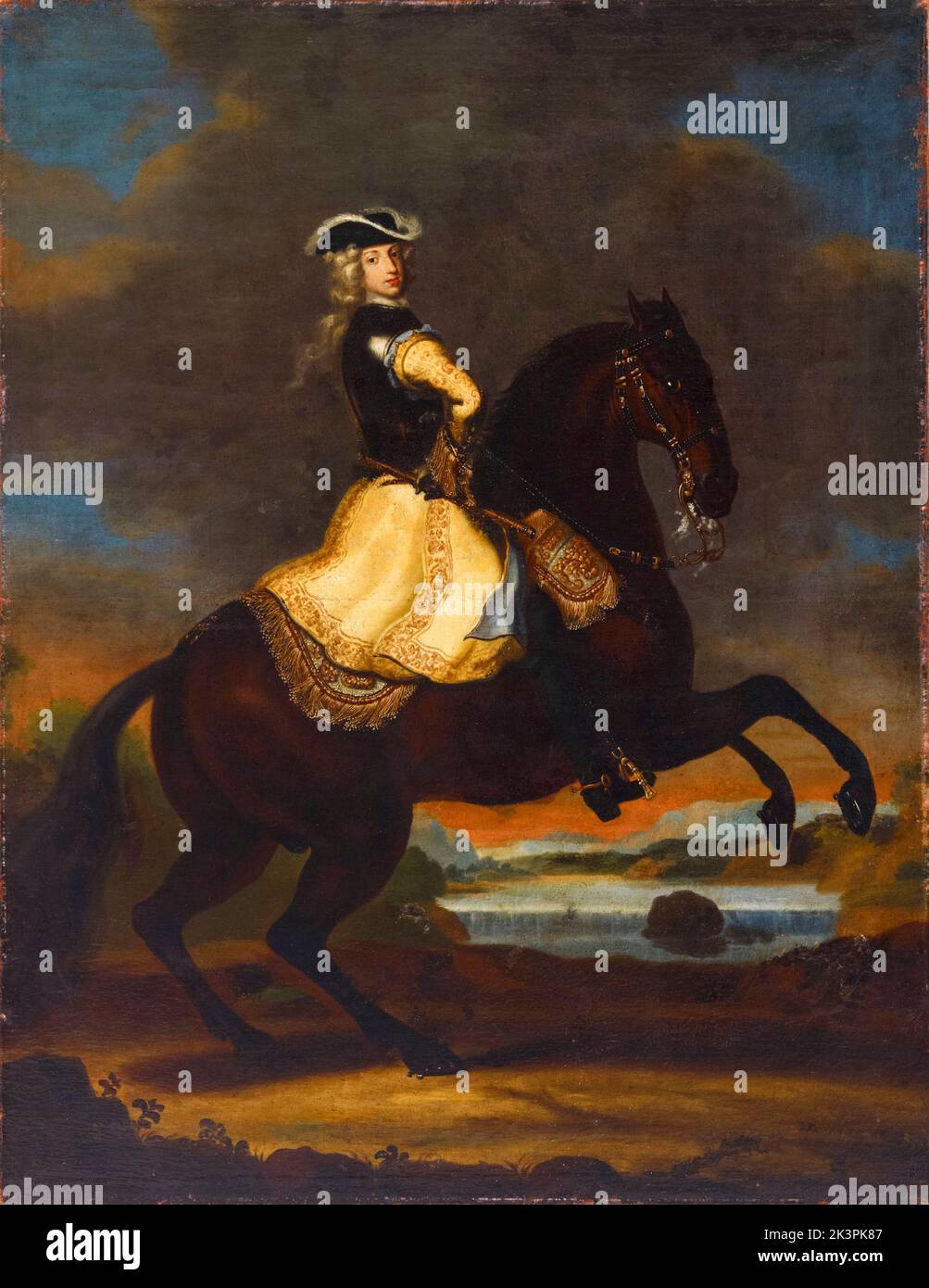 Charles XII (1682-1718), King of Sweden, equestrian portrait in oil on canvas by David Klöcker Ehrenstrahl, before 1698 Stock Photo