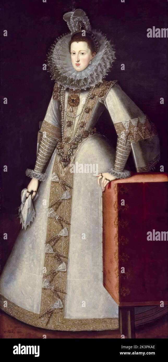 Queen Margaret of Spain (1584-1611), Margaret of Austria, Queen Consort of Spain and Portugal, portrait painting in oil on canvas by Juan Pantoja de la Cruz, 1605 Stock Photo