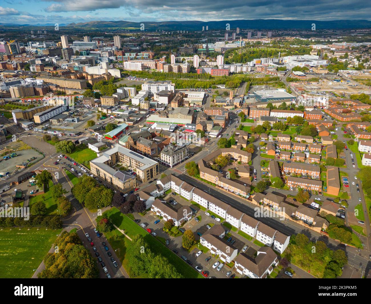 Aerial view of Calton district in Glasgow East End, Scotland, UK Stock Photo