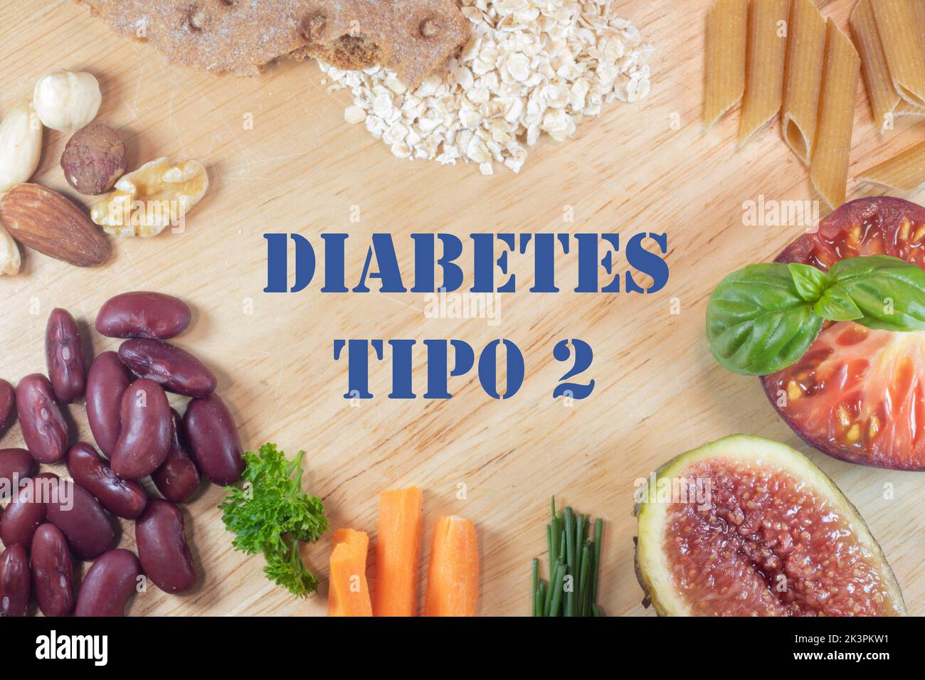diabetes mellitus. Low sugar, high fiber, protein foods Stock Photo