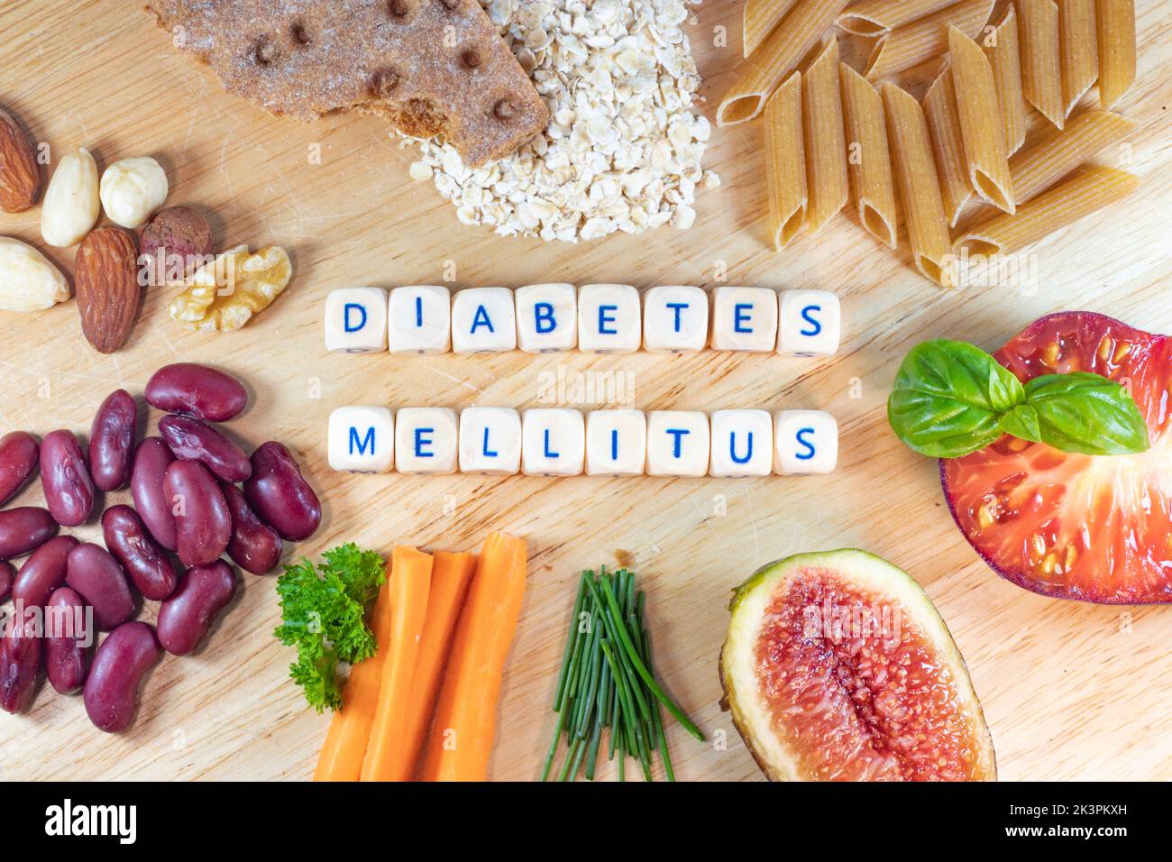 diabetes mellitus. Low sugar, high fiber and protein foods Stock Photo