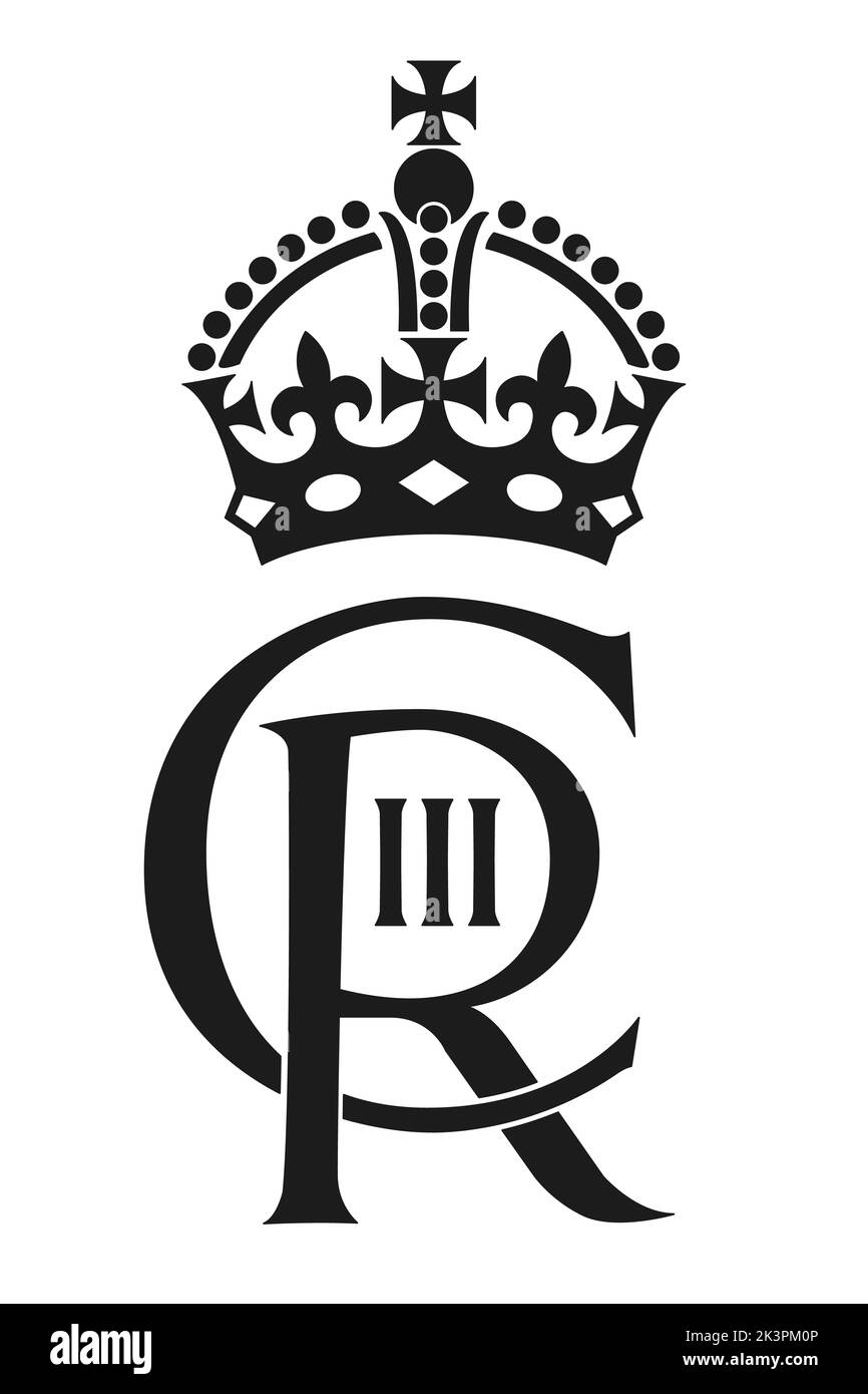 New Royal Cypher of the King Charles Third, year 2022, United Kingdom, vector illustration Stock Photo