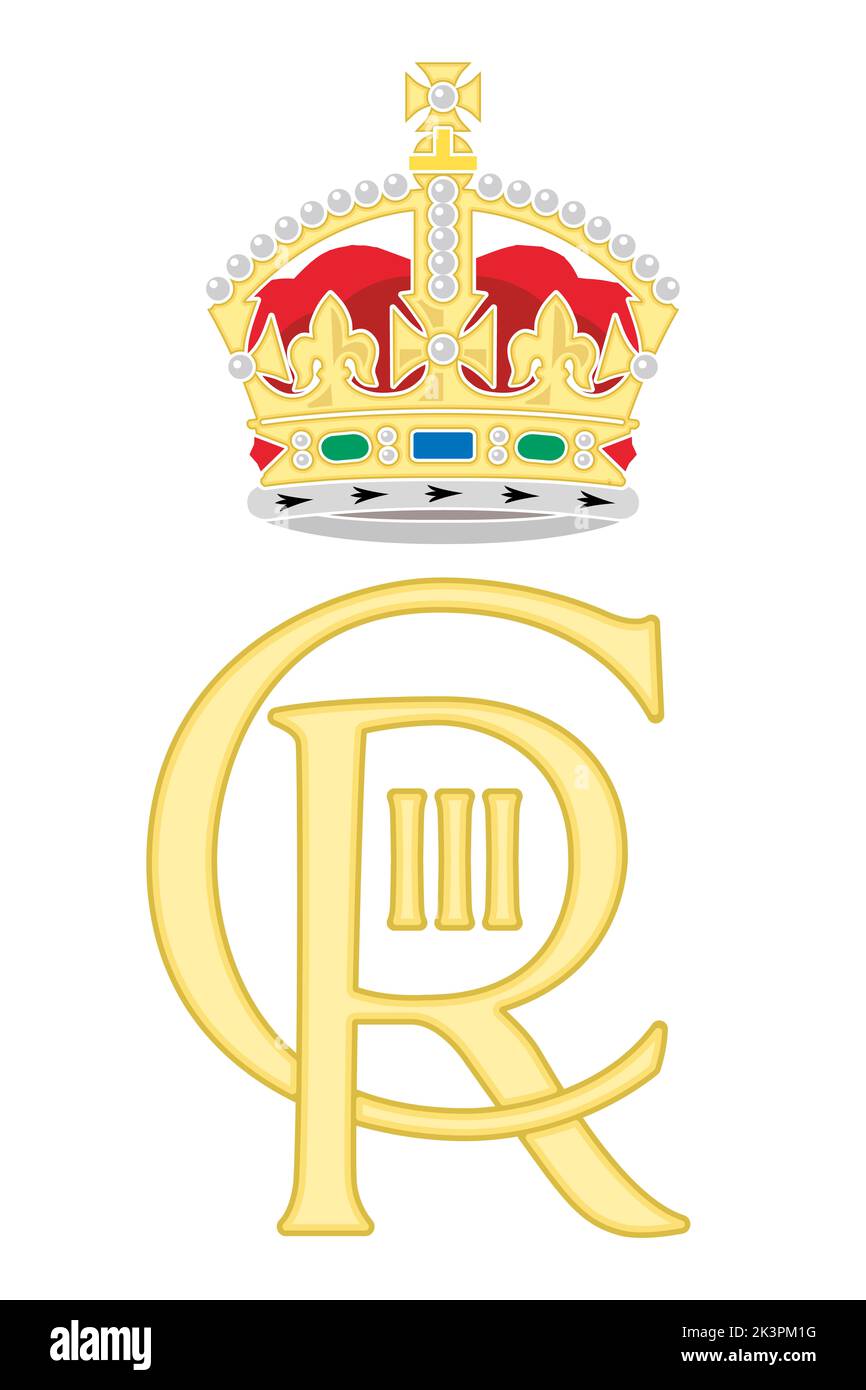 New Royal Cypher of the King Charles Third, year 2022, United Kingdom, vector illustration Stock Photo