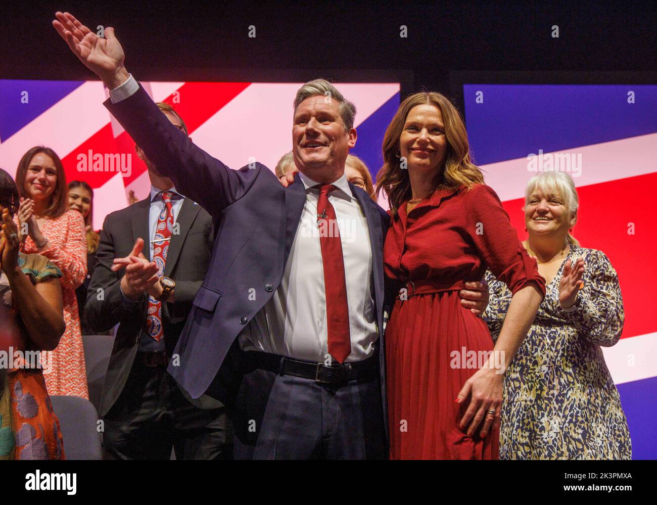Liverpool, UK. 27th Sep, 2022. Labour Leader, Sir Keir Starmer with his wife Victoria. Labour Leader, Sir Keir Starmer, gives his keynote speech at the Labour Party conference in Liverpool. Credit: Karl Black/Alamy Live News Stock Photo