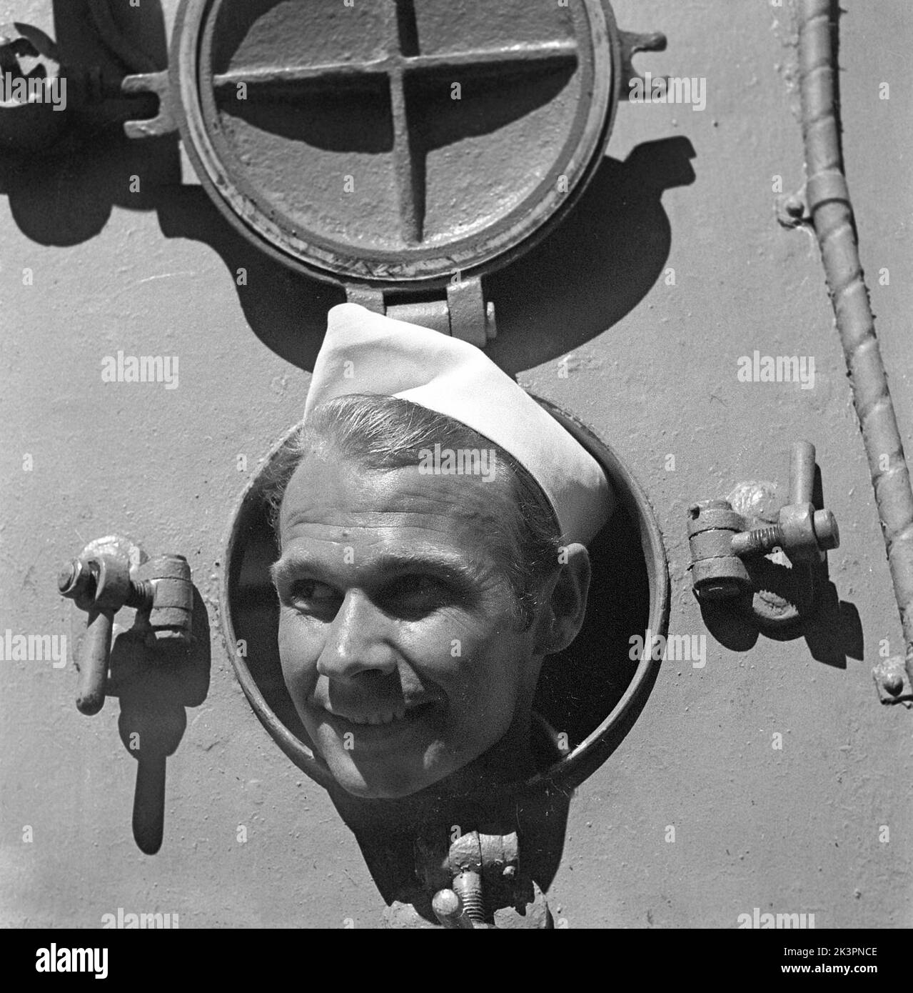 During World war II. The war ship Sverige during navy exercises at sea