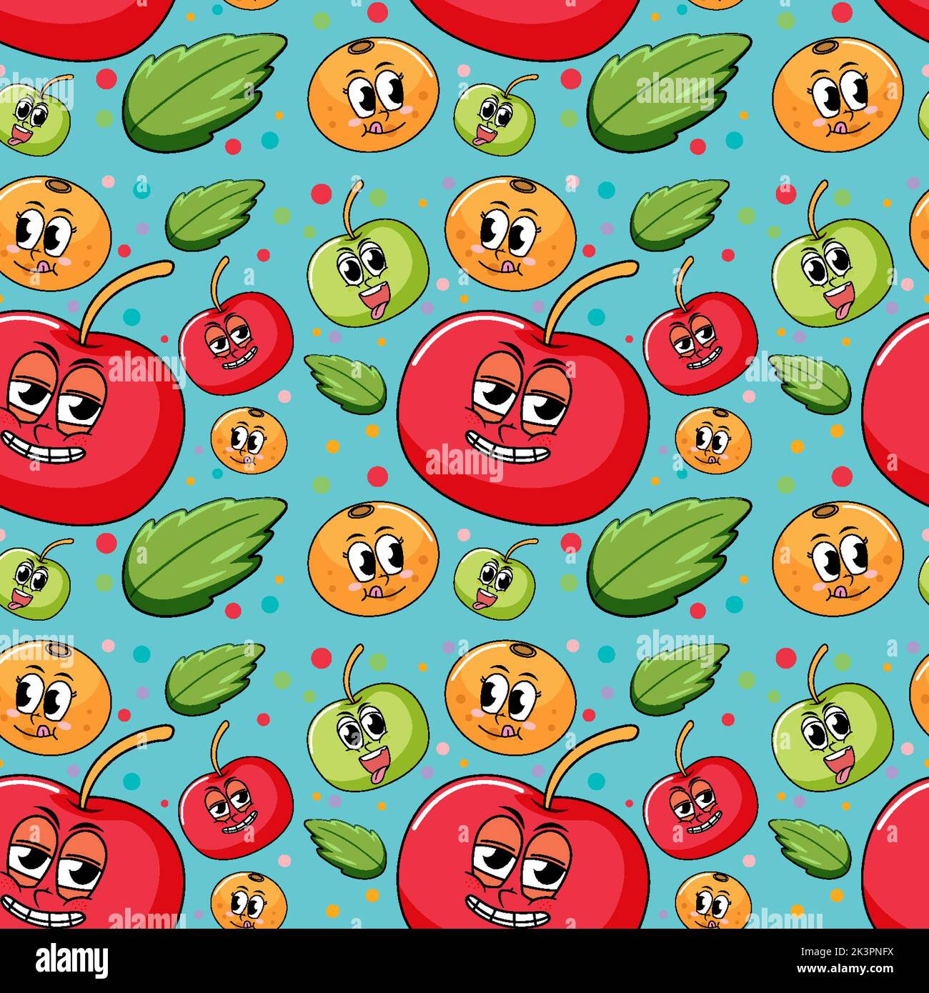 Cartoon fruits seamless pattern illustration Stock Vector Image & Art ...