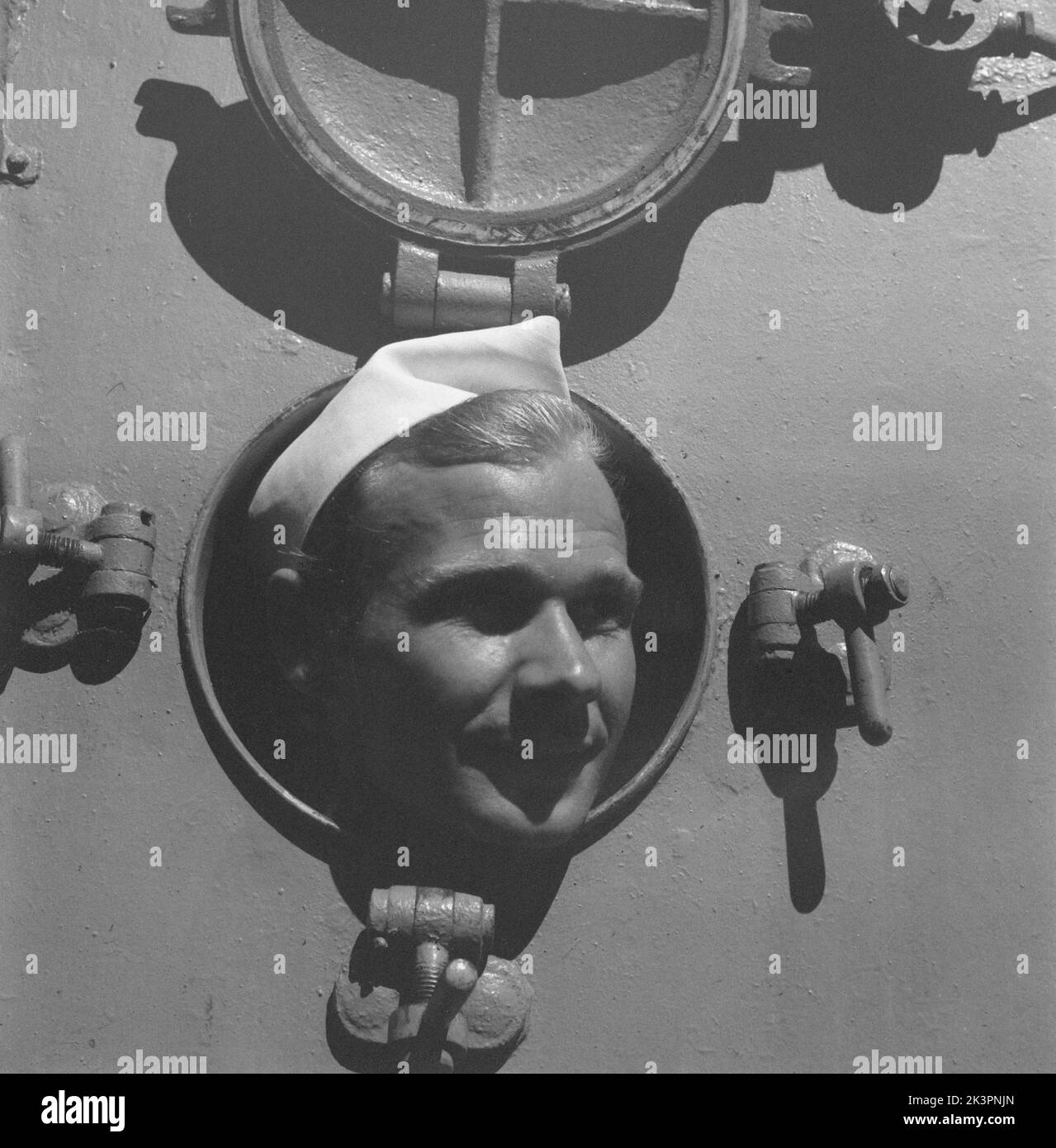 During World war II. The war ship Sverige during navy exercises at sea