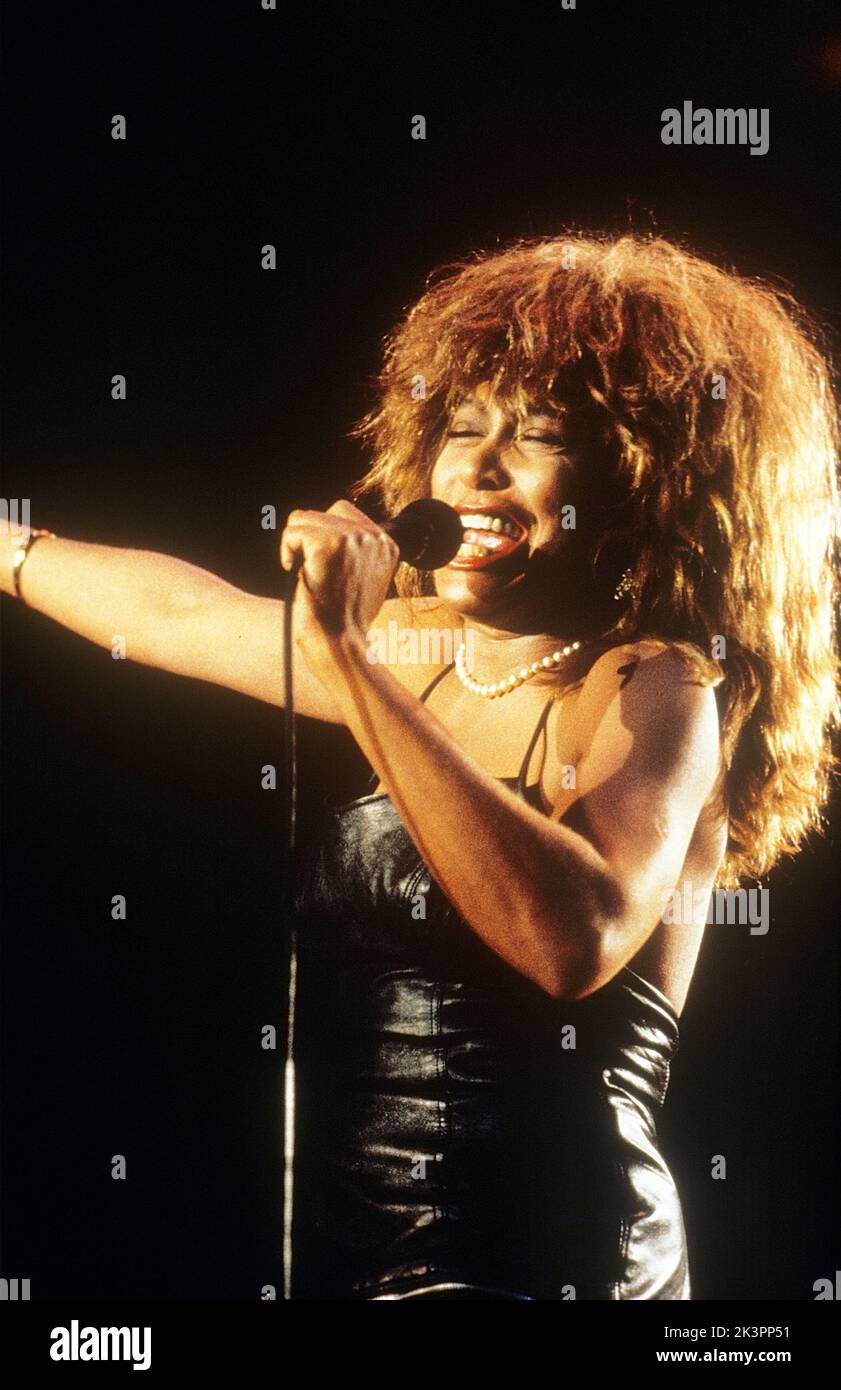 Tina Turner. American-born Swiss singer and actress, born november 26 1939. Pictured when performing in Stockholm Sweden in the 1980s. Stock Photo