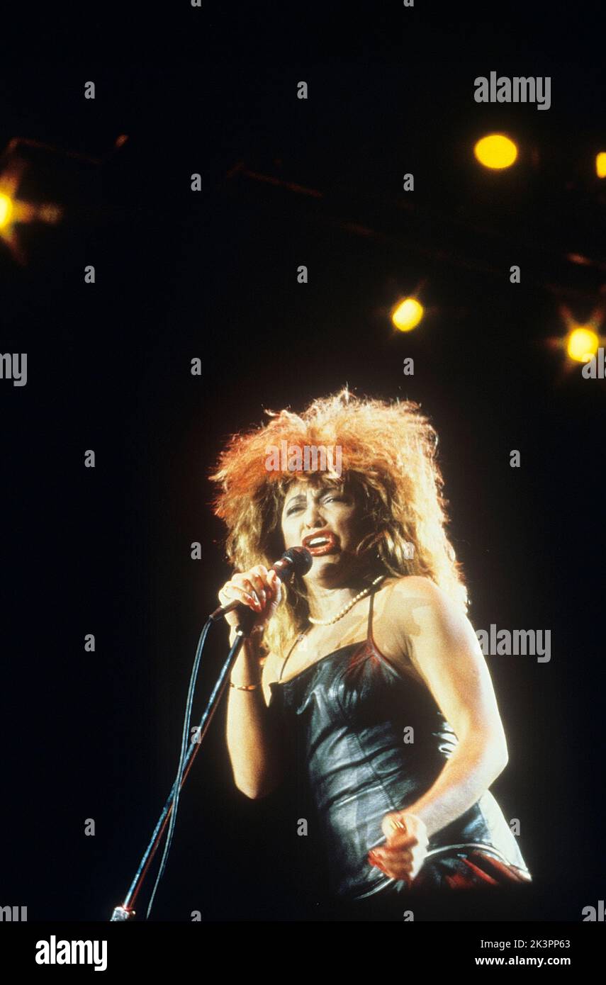 Tina Turner. American-born Swiss singer and actress, born november 26 1939. Pictured when performing in Stockholm Sweden in the 1980s. Stock Photo