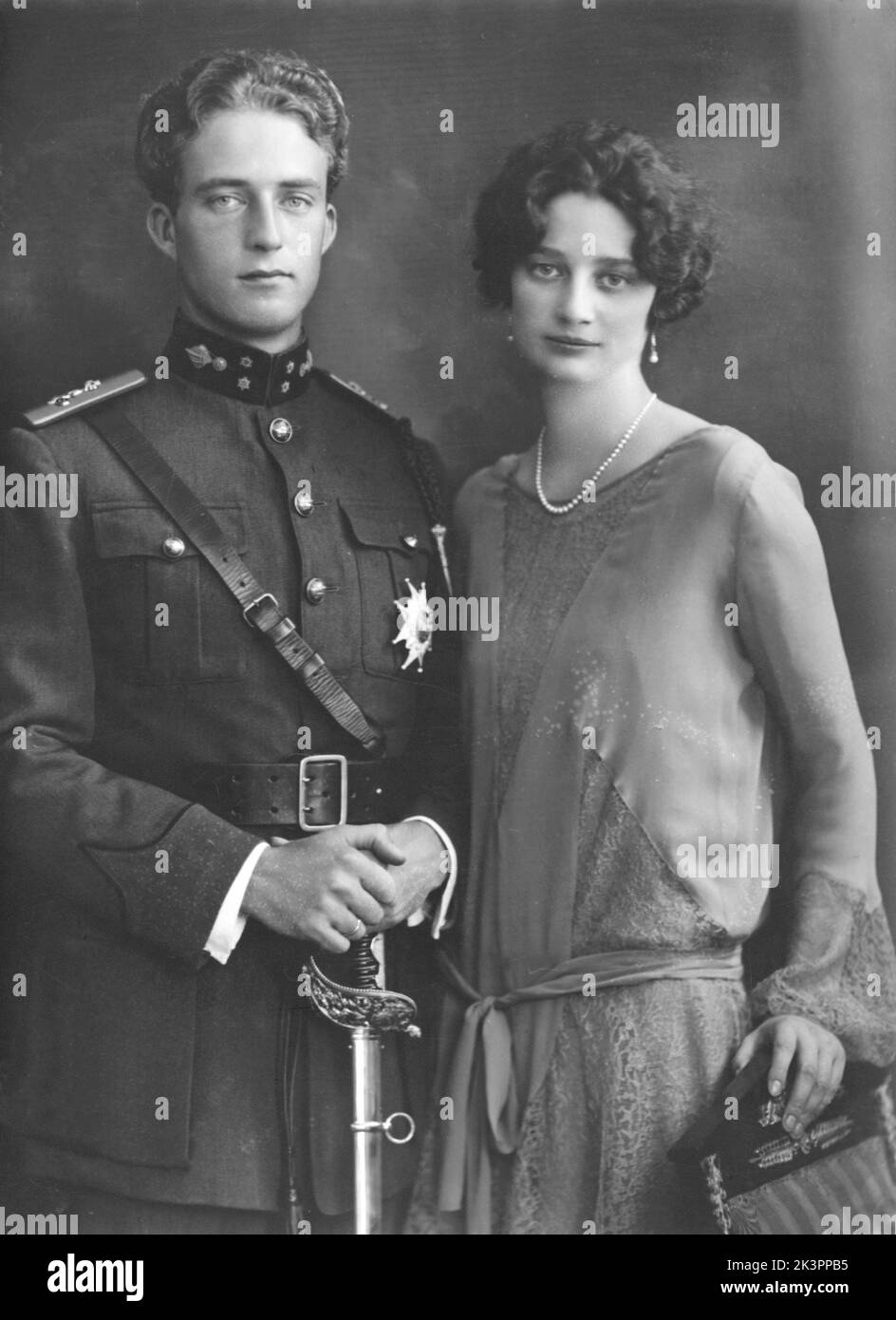 Princess Astrid of Sweden. 17 november 1905 - 29 august 1935. She was Queen of Belgium and the first wife of King Leopold III. Originally a princess of Sweden of the house of Bernadotte. During a car ride on august 29 1935 she was killed. Pictured here together in the 1920s. Stock Photo