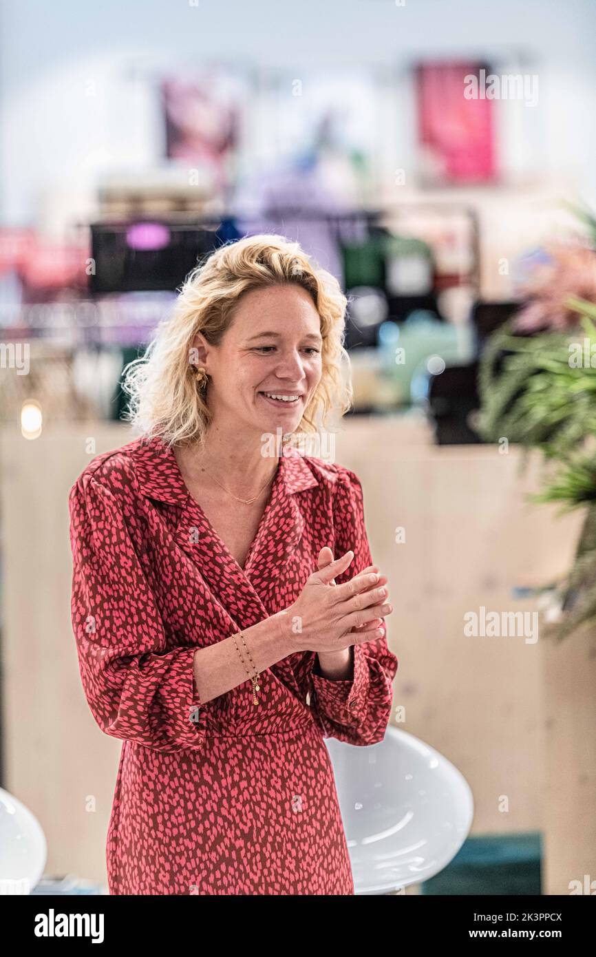 New Schoenen Torfs CEO Lise Conix is seen at a press conference of the  Schoenen Torfs footwear company, Wednesday 28 September 2022 in Aartselaar,  to present their new CEO. Outgoing CEO Torfs