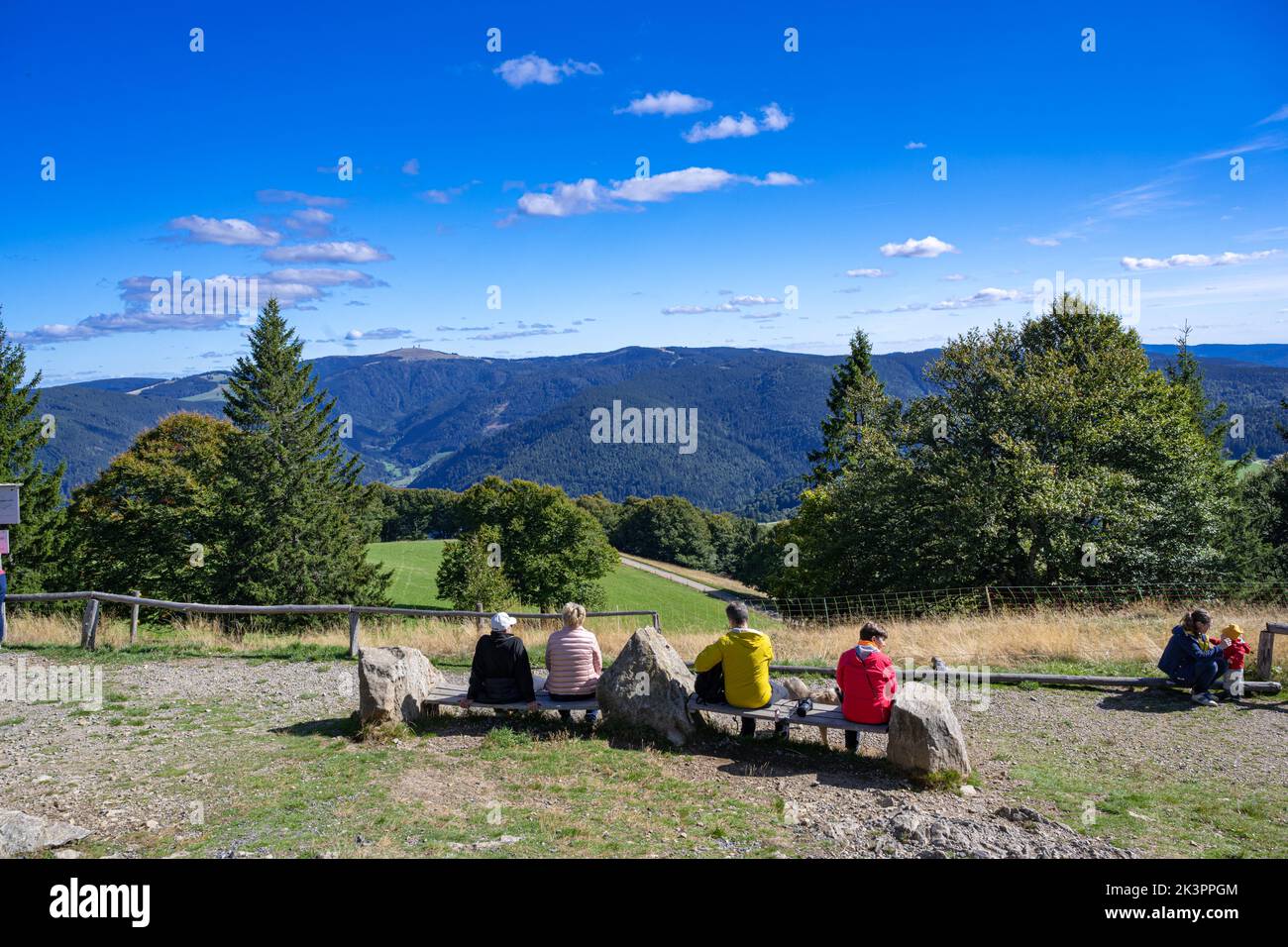 View to the Feldberg in the Black Forest from the top of the Schauinsland mountain (1,284 m). Baden Wuerttemberg, Germany, Europe Stock Photo