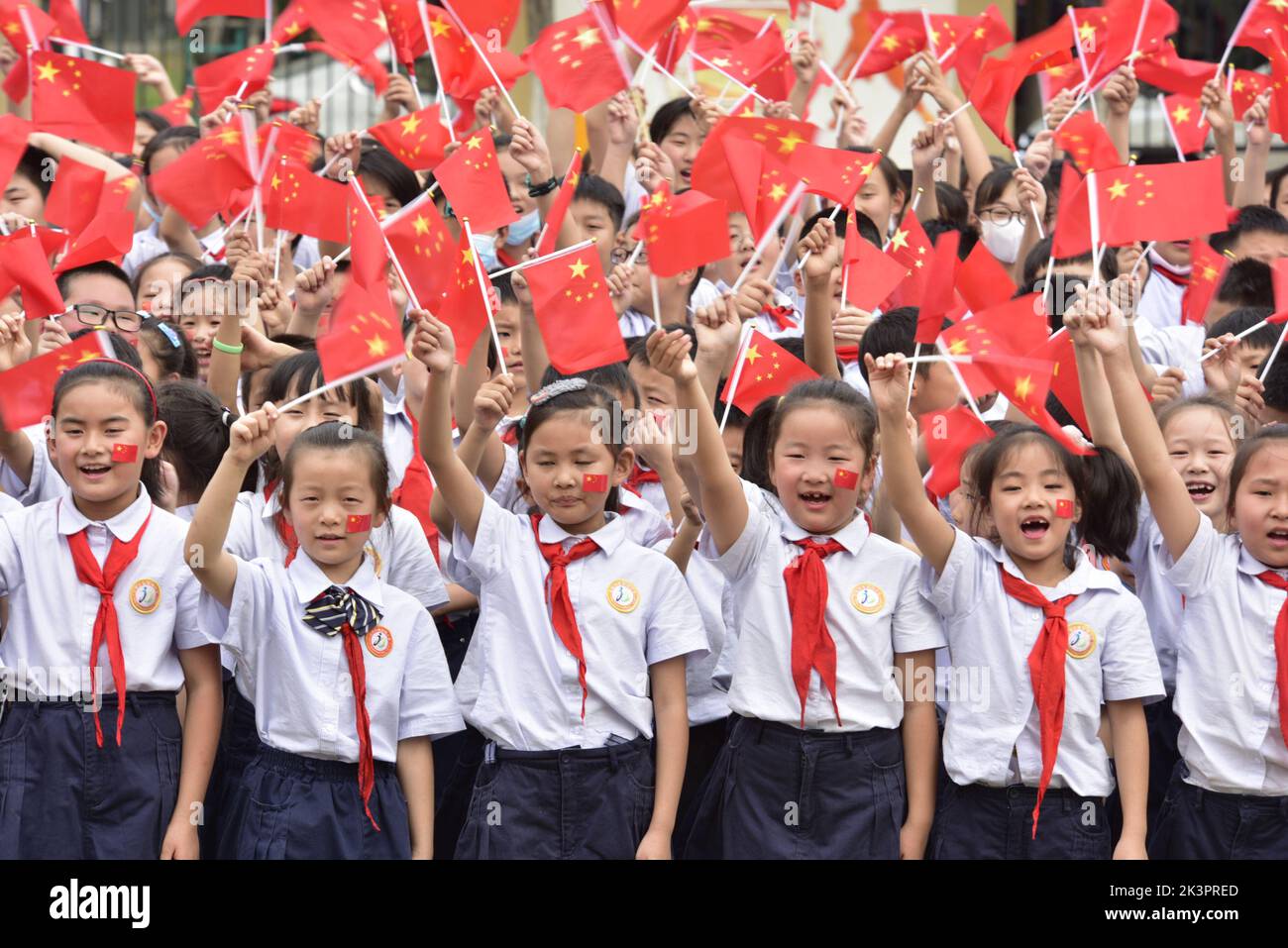 HEFEI, CHINA - SEPTEMBER 28, 2022 - Primary school students hold ...