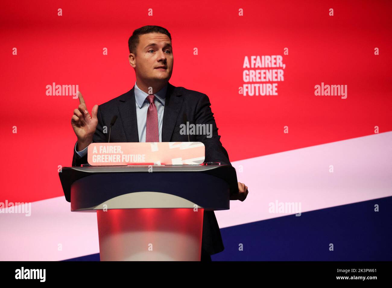 Britain's Shadow Secretary of State for Health and Social Care Wes Streeting speaks at Britain's Labour Party annual conference in Liverpool, Britain, September 28, 2022. REUTERS/Phil Noble Stock Photo